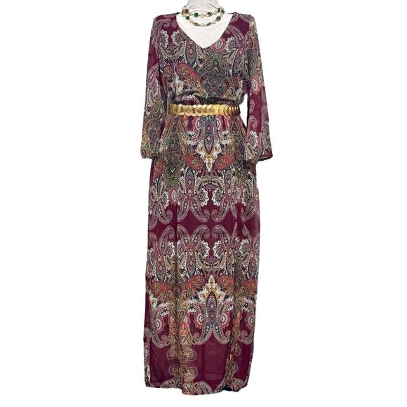 Signature Collection Women's Maxidress Medium Burgundy Paisley‎ - Picture 1 of 10
